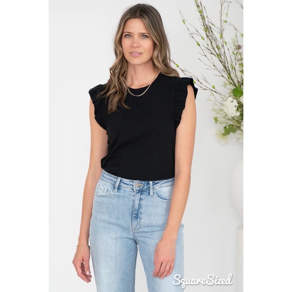 NWT ⭐️ CROPP Grey Faded Washed Ribbed Ruffle Sleeve Sleeveless Cropped Tank Top - Picture 4 of 6